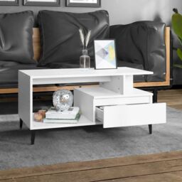 Berkfield Home Coffee Table White 90x49x45 cm Engineered Wood - Size: 90 x 49 x 45 cm - thumbnail 3