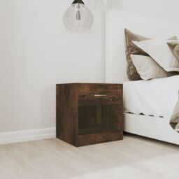 Berkfield Home Bedside Cabinets 2 pcs with Drawer Smoked Oak in Brown - thumbnail 3