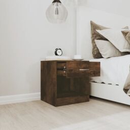 Berkfield Home Bedside Cabinets 2 pcs with Drawer Smoked Oak in Brown - thumbnail 4