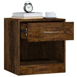 Berkfield Home Bedside Cabinets 2 pcs with Drawer Smoked Oak in Brown - thumbnail 5