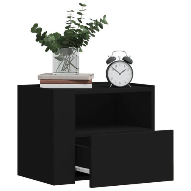 Berkfield Home Decorative Wall-mounted Bedside Cabinet Black 45x30x35 cm - Size: 45 x 30 x 35 cm - image 1