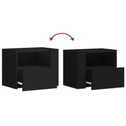 Berkfield Home Decorative Wall-mounted Bedside Cabinet Black 45x30x35 cm - Size: 45 x 30 x 35 cm - thumbnail 8