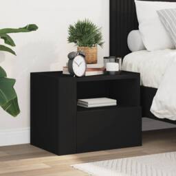 Berkfield Home Decorative Wall-mounted Bedside Cabinet Black 45x30x35 cm - Size: 45 x 30 x 35 cm - thumbnail 2