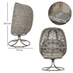 Matteo Swivel Padded Egg Lounge Chair - Foldable Metal Frame - Sand Brown - thumbnail 9