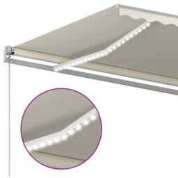 Berkfield Home Manual Retractable Awning with LED 500x350 cm Cream - thumbnail 5