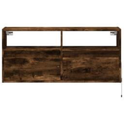 Berkfield Home TV Wall Cabinet with LED Lights Smoked Oak 100x31x45 cm in Brown - Size: 100 x 31 x 45 cm - thumbnail 6