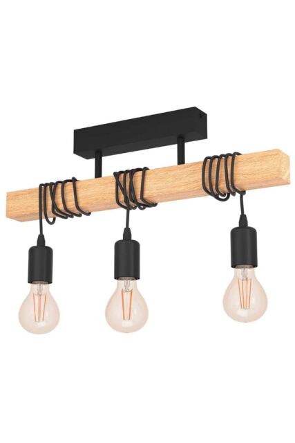 Eglo Townshend Natural Wood & Metal 3 Light Ceiling Pendant in Light Brown - image 1