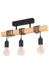 Eglo Townshend Natural Wood & Metal 3 Light Ceiling Pendant in Light Brown - thumbnail 1