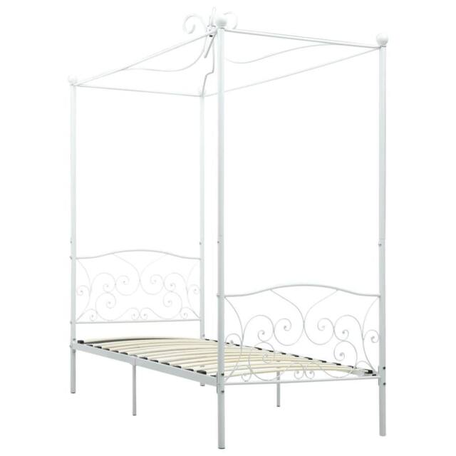Berkfield Home Canopy Bed Frame White Metal 90x200 cm - image 1