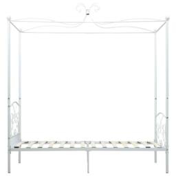 Berkfield Home Canopy Bed Frame White Metal 90x200 cm - thumbnail 4
