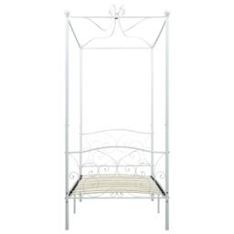 Berkfield Home Canopy Bed Frame White Metal 90x200 cm - thumbnail 3