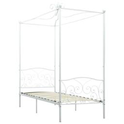 Berkfield Home Canopy Bed Frame White Metal 90x200 cm - thumbnail 1