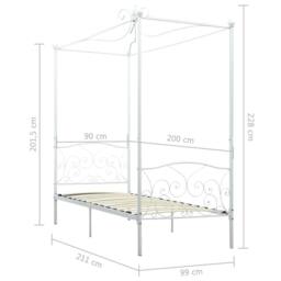 Berkfield Home Canopy Bed Frame White Metal 90x200 cm - thumbnail 5