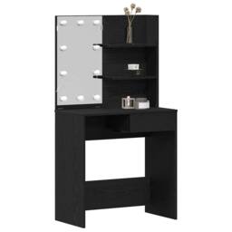 Berkfield Home LED Dressing Table in Black Oak - 74.5x40x141 cm, Made with Engin - Size: 74.5x40x141 cm - thumbnail 3