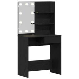 Berkfield Home LED Dressing Table in Black Oak - 74.5x40x141 cm, Made with Engin - Size: 74.5x40x141 cm - thumbnail 4