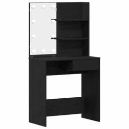 Berkfield Home LED Dressing Table in Black Oak - 74.5x40x141 cm, Made with Engin - Size: 74.5x40x141 cm