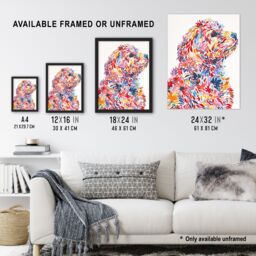 "Artery8 Colourful Floral Labradoodle Dog Lover Design Wall Art Print - Size: W18"" x H24""" - thumbnail 3