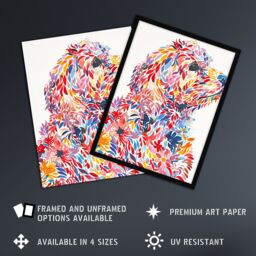 "Artery8 Colourful Floral Labradoodle Dog Lover Design Wall Art Print - Size: W18"" x H24""" - thumbnail 2