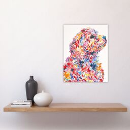 "Artery8 Colourful Floral Labradoodle Dog Lover Design Wall Art Print - Size: W18"" x H24""" - thumbnail 4