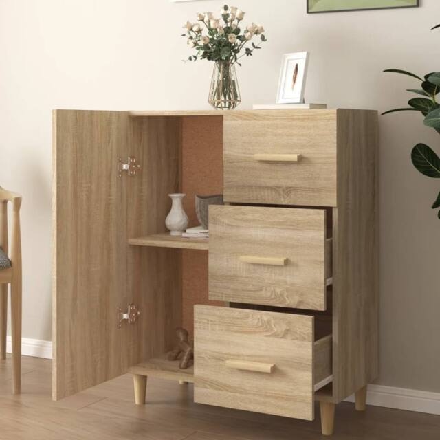 Berkfield Home Sideboard Sonoma Oak 69.5x34x90 cm Engineered Wood in Tan - image 1