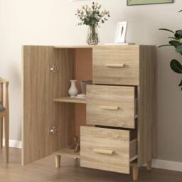 Berkfield Home Sideboard Sonoma Oak 69.5x34x90 cm Engineered Wood in Tan - thumbnail 1