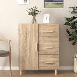 Berkfield Home Sideboard Sonoma Oak 69.5x34x90 cm Engineered Wood in Tan - thumbnail 2