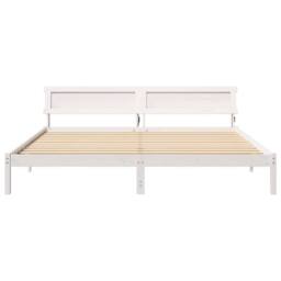 Berkfield Home with LED Strip Lights with Headboard White 200 cm x 200 cm Metal - thumbnail 5