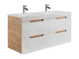 Vente-unique Wall-Hung Bathroom Unit With Inset Basin - Natural & White - 120 Cm in Light Oak - thumbnail 5