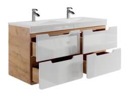 Vente-unique Wall-Hung Bathroom Unit With Inset Basin - Natural & White - 120 Cm in Light Oak - thumbnail 6