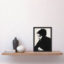 Artery8 Samuel J De Mesquita Framed Wall Art Stylised Portrait of a Woman in Black - Size: A4 - thumbnail 2