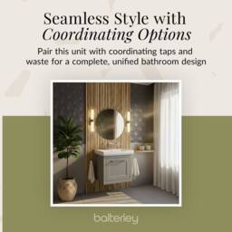 Balterley Wall Hung 1 Drawer Vanity Unit & 0TH Fireclay Basin, 500mm, Grey - thumbnail 6