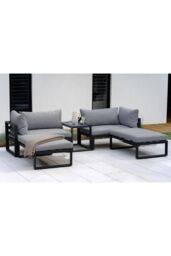 Mint Outdoor Santorini Grey 4 Seater Modular Lounge Set with Side Cushions - thumbnail 1