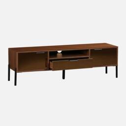 sweeek 151.5cm Vintage Tv Unit Walnut Wooden Effect 2 Doors 1 Drawer - thumbnail 2