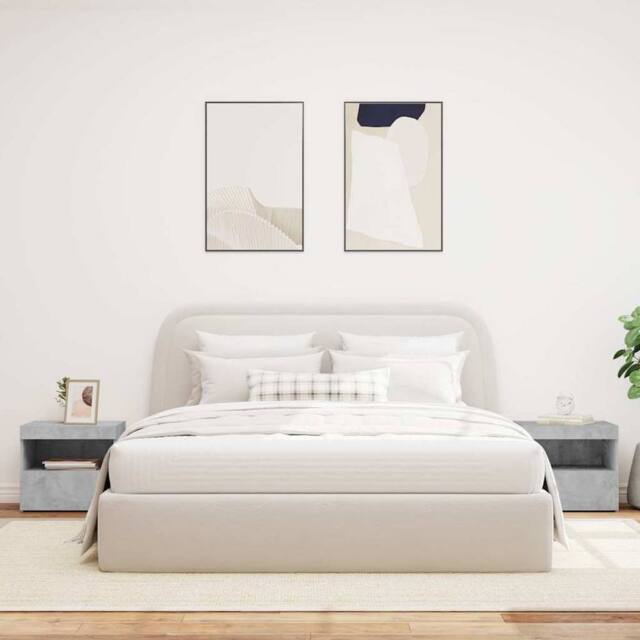 Berkfield Home Beautiful Bedside Cabinets with LED Lights 2 pcs Concrete Grey 50 - image 1