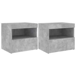 Berkfield Home Beautiful Bedside Cabinets with LED Lights 2 pcs Concrete Grey 50 - thumbnail 3