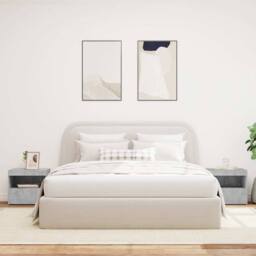 Berkfield Home Beautiful Bedside Cabinets with LED Lights 2 pcs Concrete Grey 50 - thumbnail 1