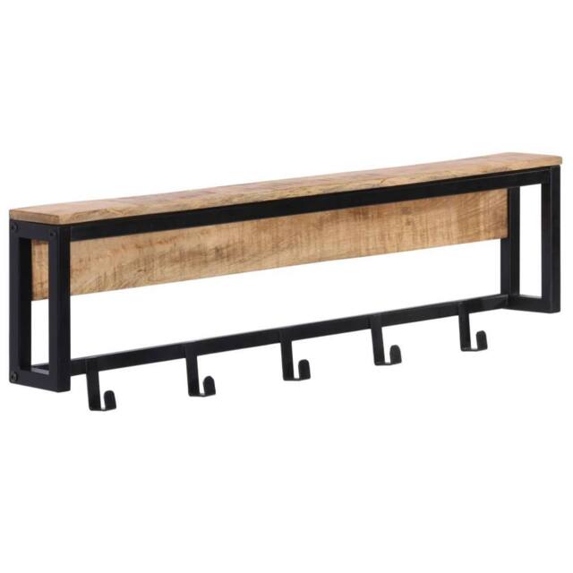 Berkfield Home Coat Rack 87x10x27 cm Solid Rough Wood Mango in Brown - Size: 87 x 10 x 27 cm - image 1