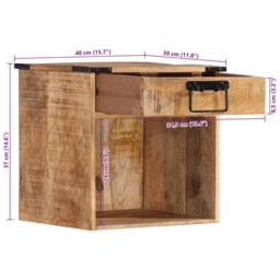Berkfield Home Beautiful Bedside Cabinet 40x30x37 cm Solid Wood Mango in Brown - Size: 40 x 30 x 37 cm - thumbnail 9