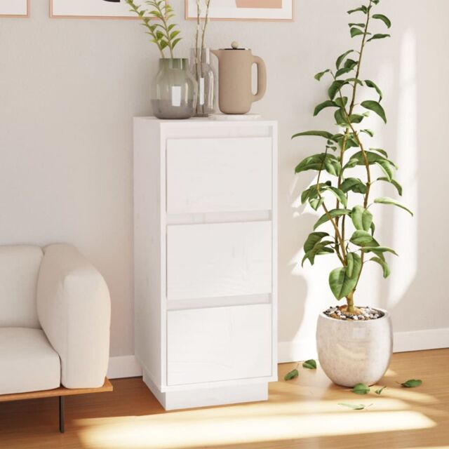 Berkfield Home Sideboard White 32x34x75 cm Solid Wood Pine - Size: 32 x 34 x 75 cm - image 1