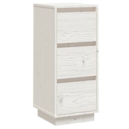 Berkfield Home Sideboard White 32x34x75 cm Solid Wood Pine - Size: 32 x 34 x 75 cm - thumbnail 2