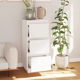 Berkfield Home Sideboard White 32x34x75 cm Solid Wood Pine - Size: 32 x 34 x 75 cm - thumbnail 3