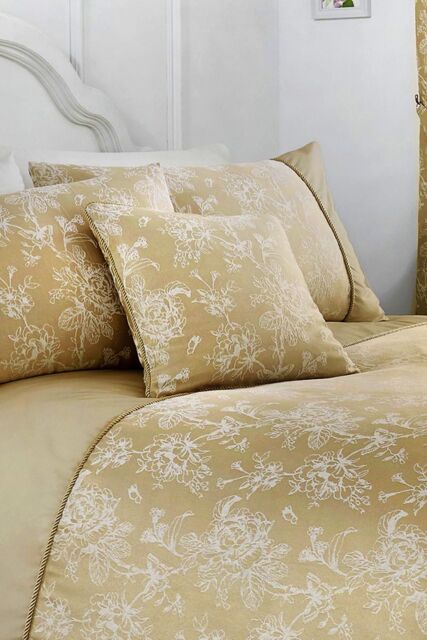 Dreams & Drapes 'Jasmine' Floral Jacquard Filled Cushion in Beige - Size: 43 cm x 43 cm - image 1