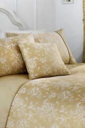 Dreams & Drapes 'Jasmine' Floral Jacquard Filled Cushion in Beige - Size: 43 cm x 43 cm - thumbnail 1