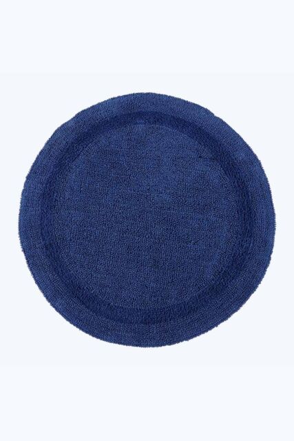 Homescapes Luxury Round Bath Mat Reversible 100% Cotton 1600GSM, 80cm, Quick Dry in Navy - image 1