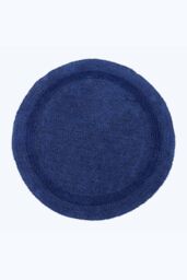 Homescapes Luxury Round Bath Mat Reversible 100% Cotton 1600GSM, 80cm, Quick Dry in Navy