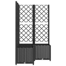 Berkfield Home Garden Planter with Trellis Black 80x80x136 cm PP - Size: 80 x 80 x 136 cm - thumbnail 5