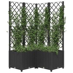 Berkfield Home Garden Planter with Trellis Black 80x80x136 cm PP - Size: 80 x 80 x 136 cm - thumbnail 3