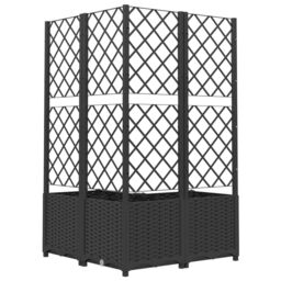 Berkfield Home Garden Planter with Trellis Black 80x80x136 cm PP - Size: 80 x 80 x 136 cm - thumbnail 6