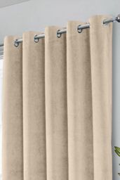 Enhanced Living 100% Blackout Luxury Supersoft Velvet Thermal Eyelet Curtains for Living Room & Bedrooms in Cream - Size: 168 cm width x 137 cm drop - thumbnail 2