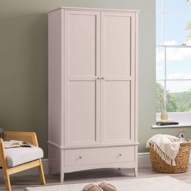 Christow Pink Double Wardrobe with Drawer 2 Door Bedroom Storage Furniture Cupboard - image 1